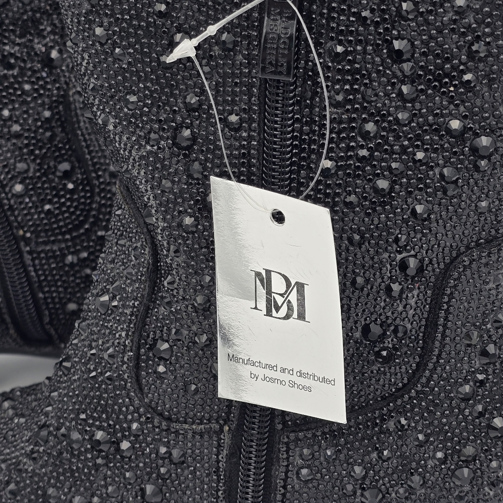 NWT Badgley Mischka Girls’ Sparkly Cowgirl Boots, Black Rhinestones - Picture 6 of 16